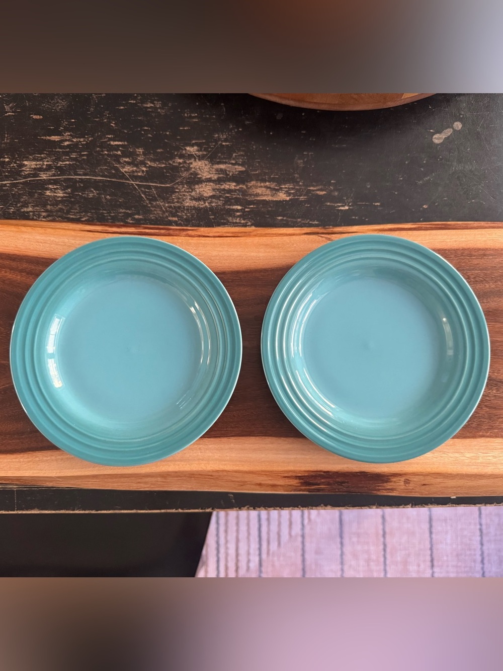 Set of Two (2) Le Creuset Caribbean Ceramic Small Plates 17cm 6 3/4 in Crueset